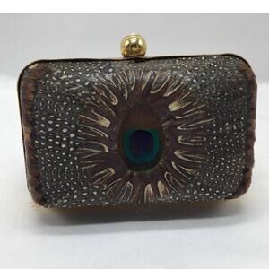 Vintage Comeco Hard Cover Evening Bag Peacock Further